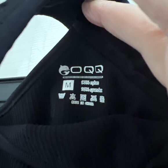 OQQ Women's Medium M Seamless Black Ribbed One Shoulder Full Length Bodysuit - Picture 4 of 6